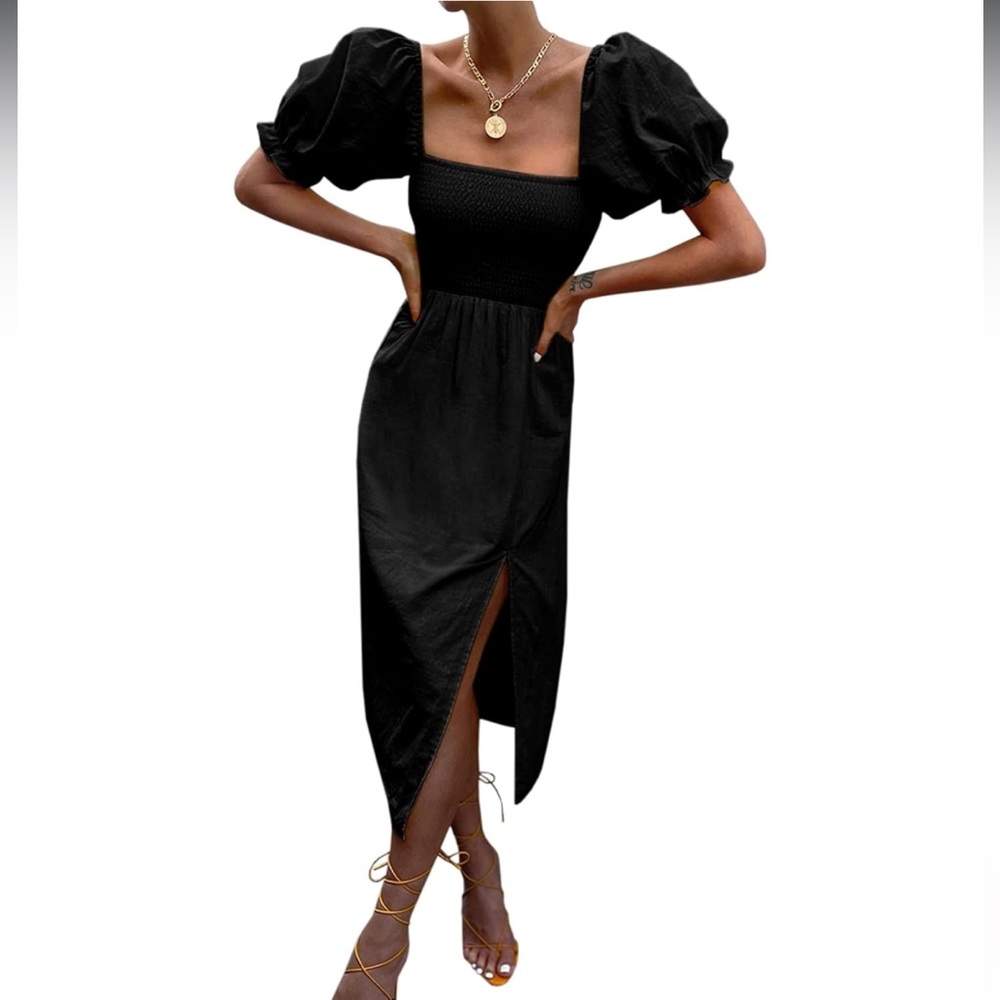 Women's Puff Sleeve Square Neck Dress S